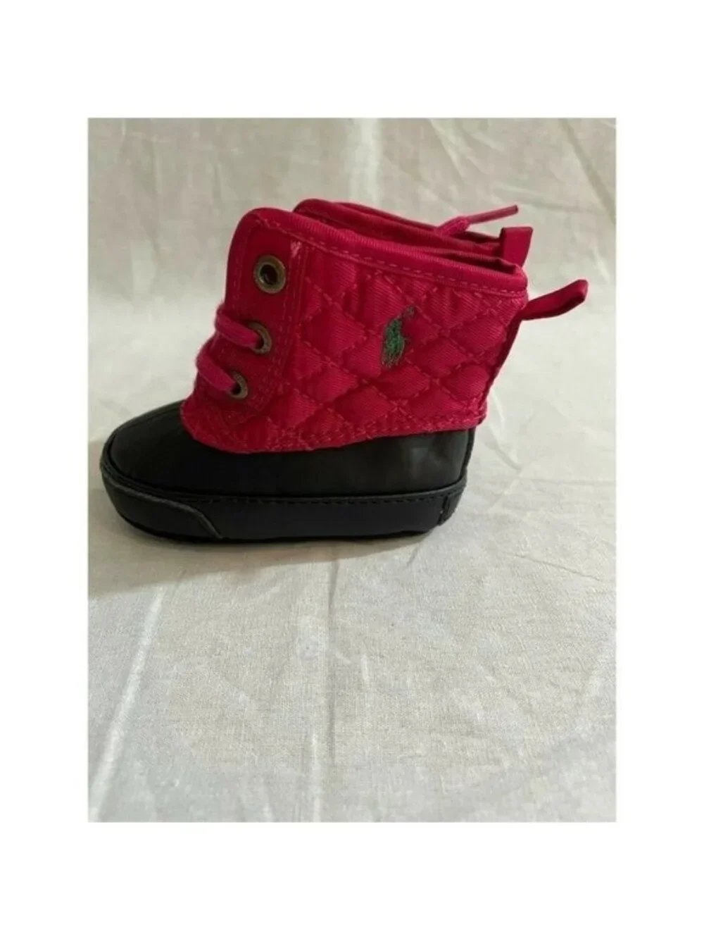 Polo Ralph Lauren Baby Girl's Shoes Lace-Up Canvas Boots Fucsia Black Size 1